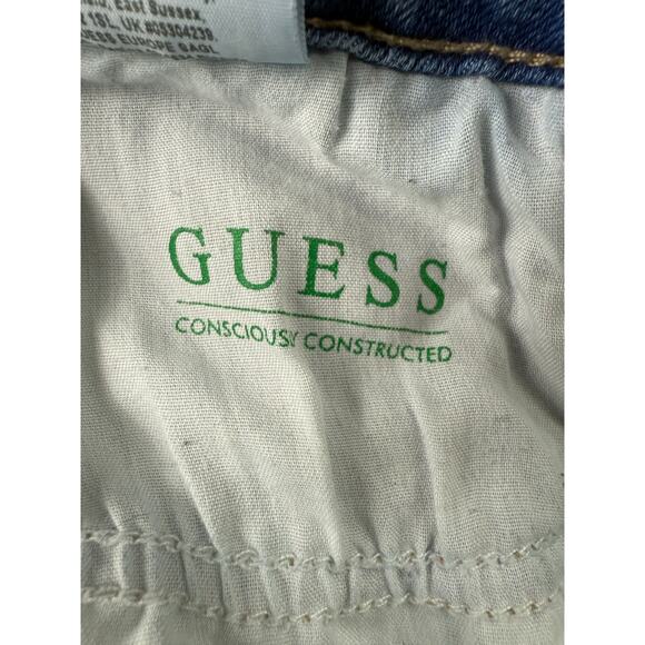 Guess Womens Distressed Skinny Jeans Light Wash Size 32x28 Raw Hem Stretch Denim - Picture 6 of 12